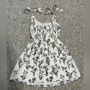 Floral Kids Dress in Black and White